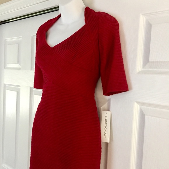 Maggy London Hot Red Dress - Picture 4 of 9